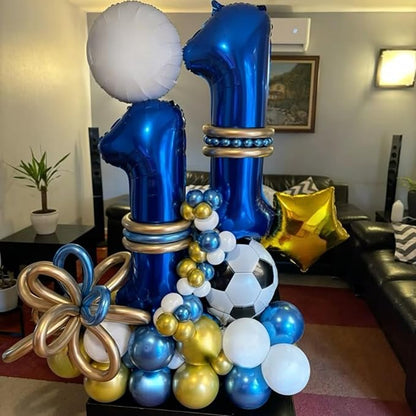 Soccer Balloons, Metallic Blue Silver Balloons - Image 5