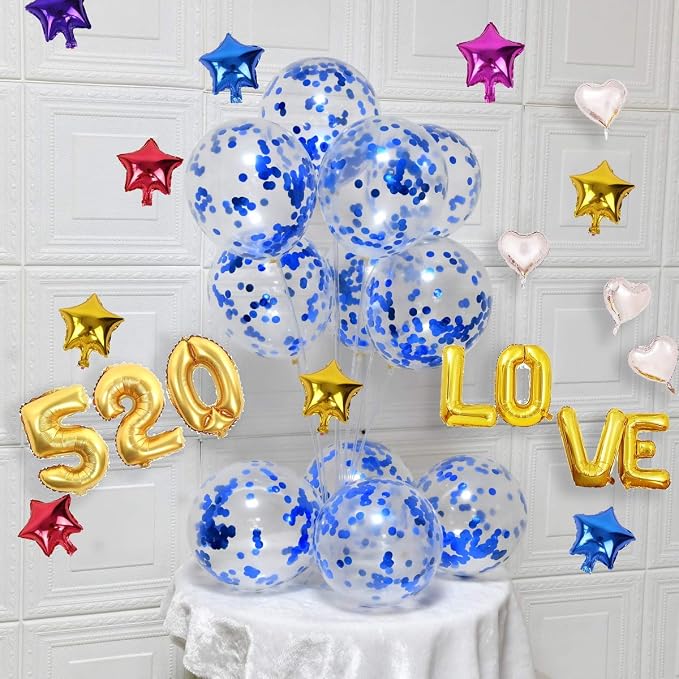 Blue Confetti Balloons 12 inch - Image 3