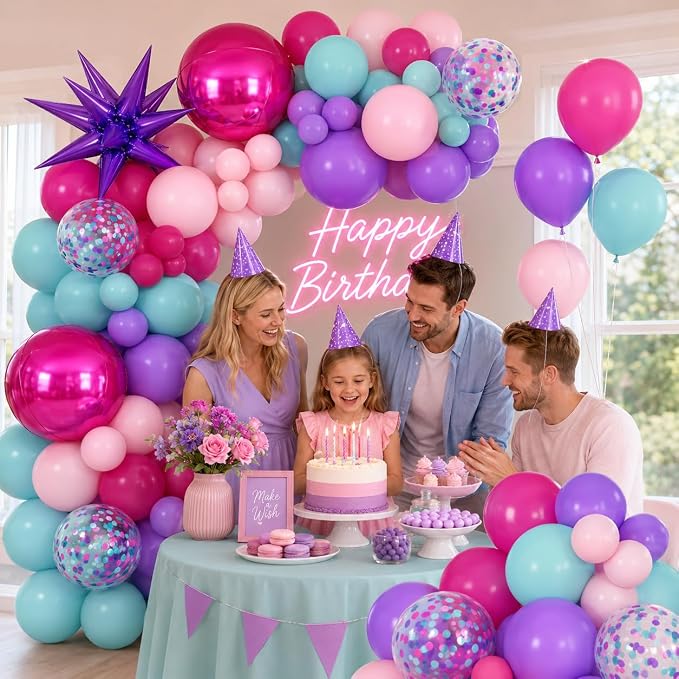 Pink and Teal Blue Balloon Arch Garland Kit - Image 3