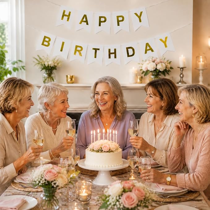 White Happy Birthday Banner Sign - Image 6