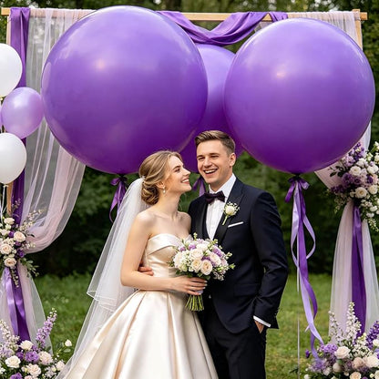 5Pcs Purple Big Balloons 36 Inch, Round Large Latex Party Balloons - Image 6