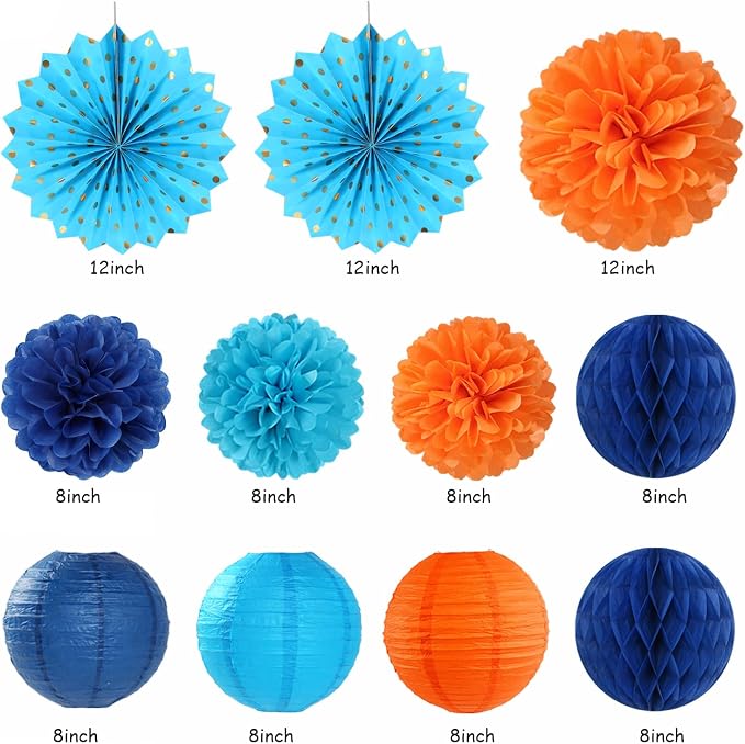 Orange Blue Men Birthday Decorations - Image 8