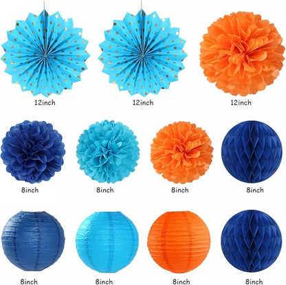 Orange Blue Men Birthday Decorations - Image 8