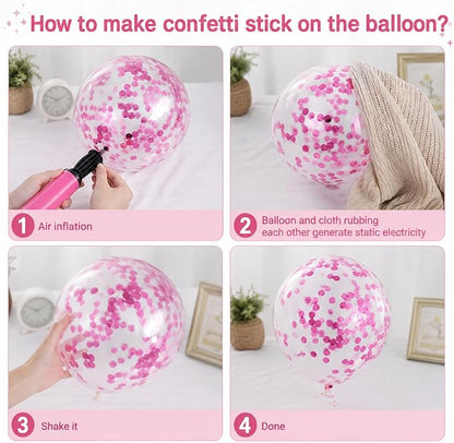 Pink Balloon Garland Kit 80Pcs 12 Inch Hot Pink, Light Pink, Confetti and Bow - Image 8