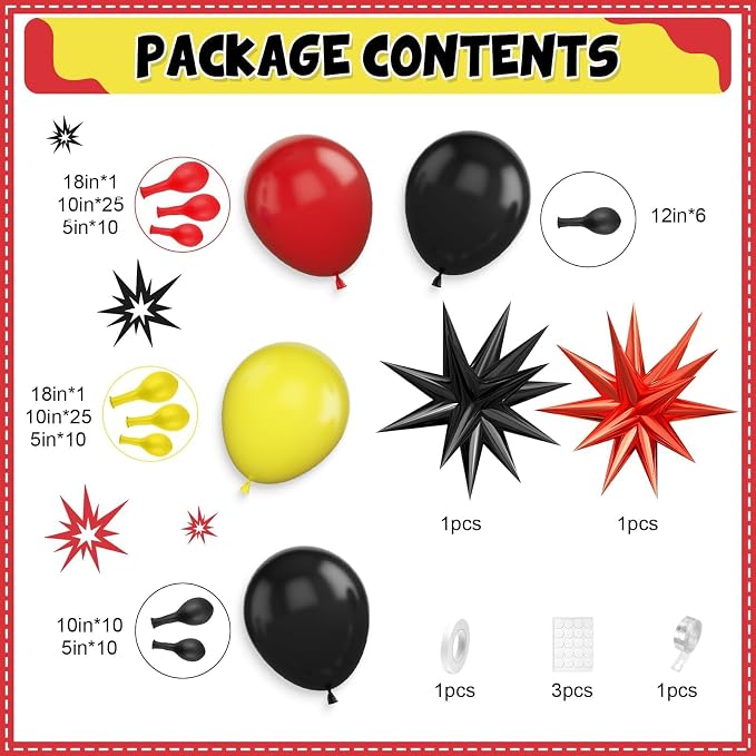 Red Black Yellow Balloon Arch Kit - Image 2