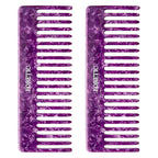 2Pcs Large Bright Violet Wide Tooth Comb for Women, Men, and Kids - Handmade, for Curly Hair. Long and Short Hair Detangler Comb for Wet and Dry Use. Professional Hair Cutting Comb - 6.29 Inches