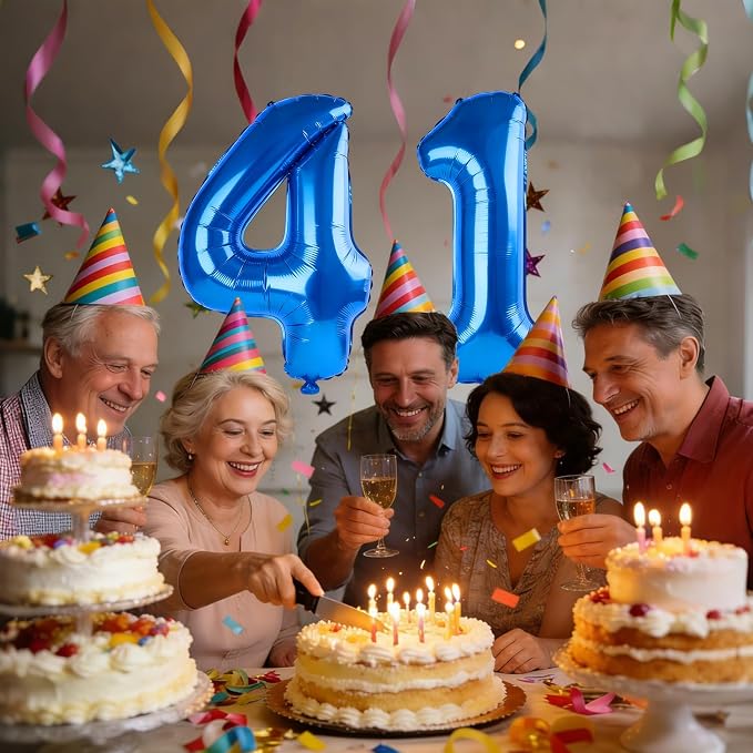 40 Inch Number 41 Balloons for 41st Birthday Party Decorations, 0-100 Dark Blue - Image 2