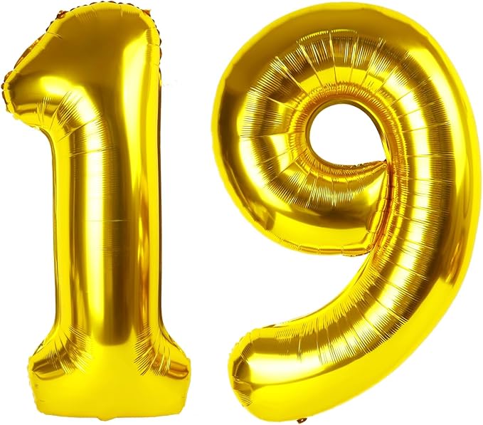 Number Balloons 19 Balloon Gold by Enyeopd