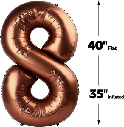 Coffee Brown Number 8 Balloon 40 inch, Birthday Party Balloons Decorations | - Image 3