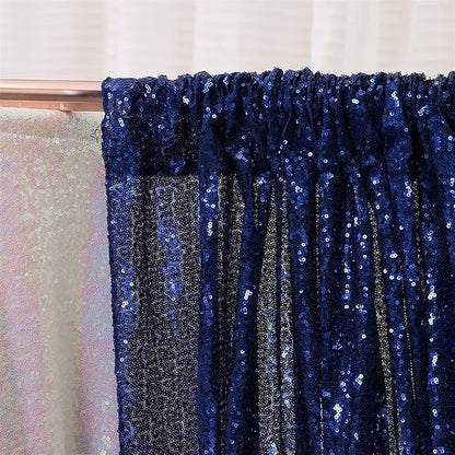 Eternal Beauty Navy Blue Sequin Backdrop Curtains, 4 Panels 2x8FT | 3mm Sparkle - Image 8