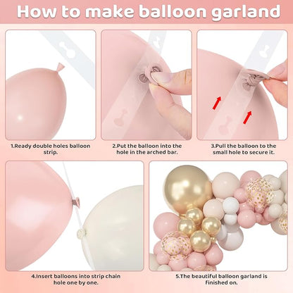 Amandir 153pcs Dusty Pink and Gold Balloon Garland Arch Kit Different Sizes | - Image 3