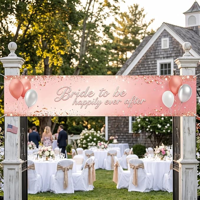 Pink Bride To Be Banner Happily Ever After Bridal Shower Wedding Banner | - Image 4