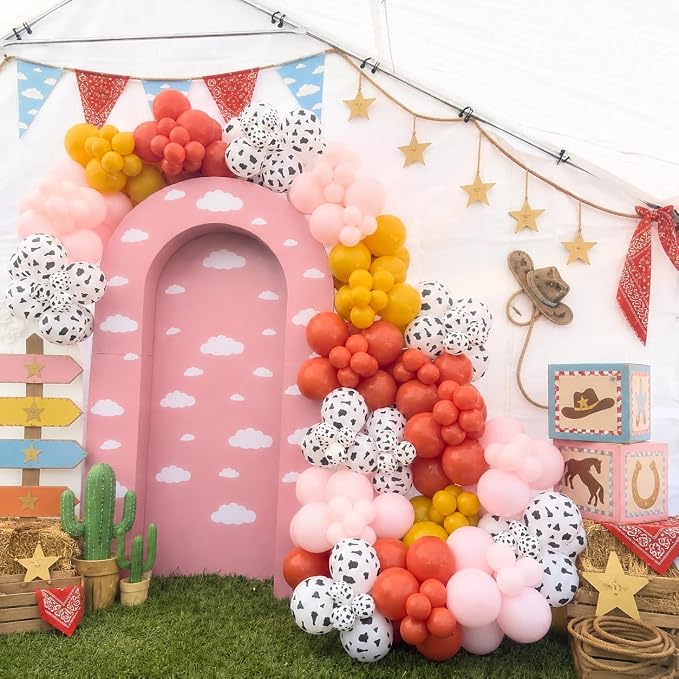 HILAVO Cow Print Balloons, 12 Inch Retro Orange and Pink Yellow Sand White - Image 5
