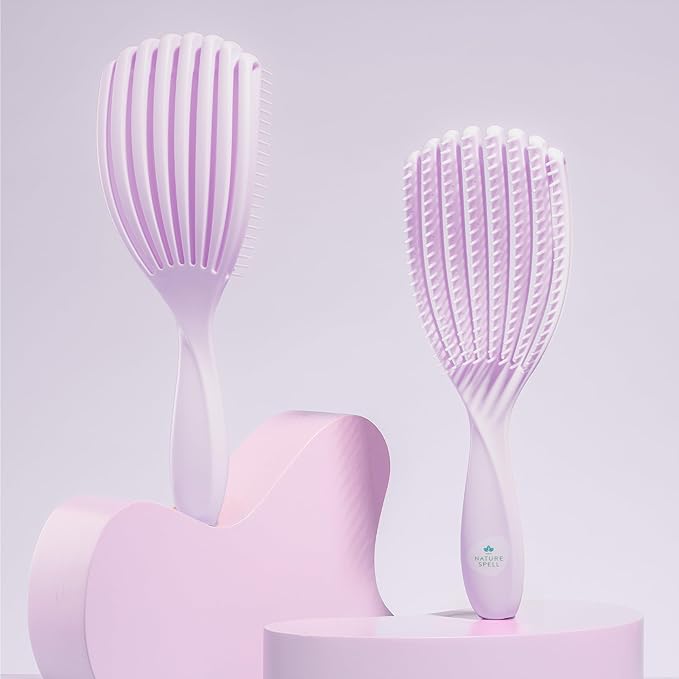 Nature Spell FlexiFlow Detangling Hair Brush, Flexible Strands for Gentle Brushing, Eliminates Knots & Reduces Breakage, Suitable for All Hair Types, Purple
