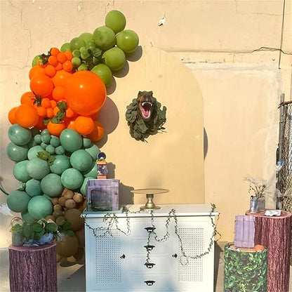 113 PCS Dinosaur Balloons Garland Arch Kit, Sage Green Orange Brown Balloons - Image 6