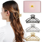 3PCS 3inch Metal Hair Clips,Metal Hair Claw Clips For Women,Hair Catch Barrette Jaw Clamp,Half Bun Hairpins for Everyday Use.(Set1)