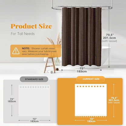 72x78 Long Boho Farmhouse Linen Heavy Duty Cloth Shower Curtain, 330GSM Linen - Image 3