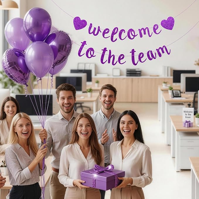 Welcome to the Team Banner Pre-Strung No DIY, Glitter New Employee Welcome - Image 7