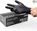 LANON 6-mil Black Nitrile Disposable Gloves, Food-Safe, Powder-Free, Heavy-Duty, Textured Fingertips, Latex-Free, Small