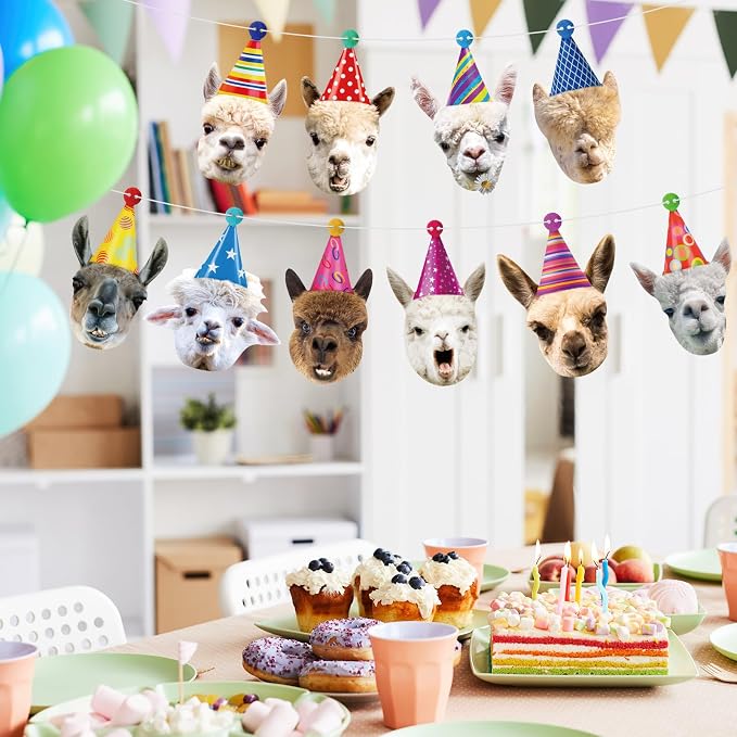 Hooqict Llama Birthday Banner Garland Funny Happy Birthday Decorations Party - Image 3