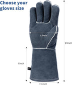 Welding Gloves Fire Heat Resistant Fireproof Leather for Welding Fire Pit Wood Stove Campfire Furnace BBQ Baking,Grill Oven Stick Mig Tig Gear Gift for Man L