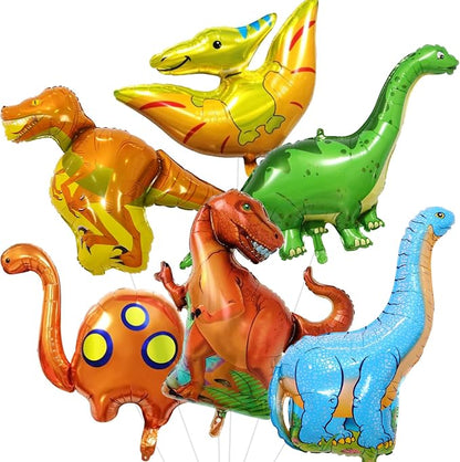 Dinosaur Foil Balloons Set, 6 Pieces Large Dinosaur Mylar Helium Balloons by Lingqiang