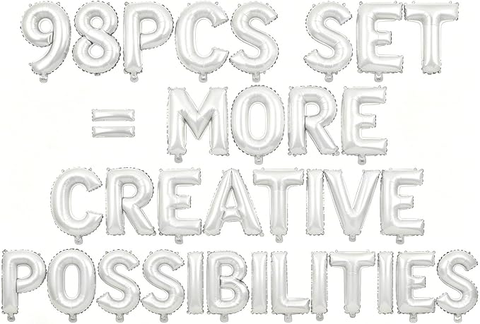 98 Pcs White Letter Balloons, Custom 3 Set A-Z Set by GOGAKIE