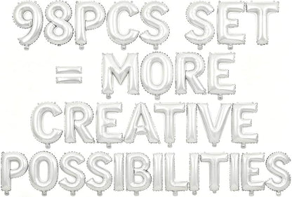 98 Pcs White Letter Balloons, Custom 3 Set A-Z Set by GOGAKIE