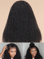 Julia Hair 12A Bye Bye Knots Glueless Wig Kinky Curly 7x5 Pre Cut Lace Front Wigs Invisible Knots Virgin Human Hair HD Lace Frontal Pre Bleached Wig 180% Density 26 Inch