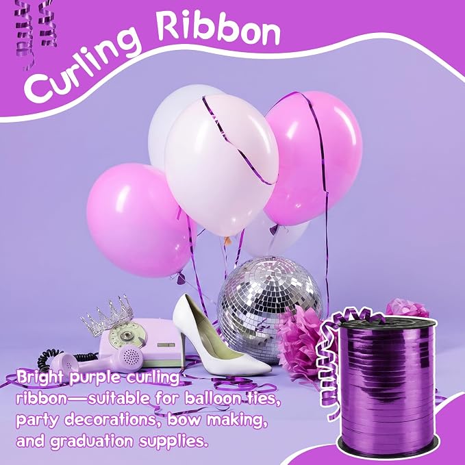 500 Yards Curling Ribbon， Bright Purple Balloon String Ribbon，for Gift - Image 4