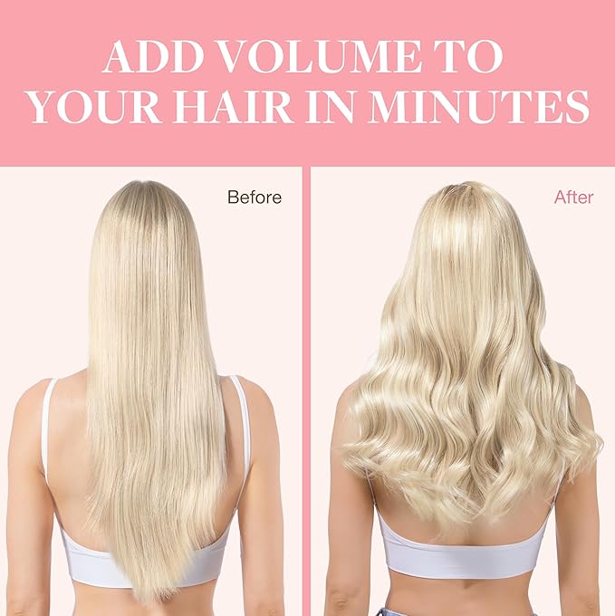 GOO GOO Clip in Hair Extensions Real Human Hair, Remy Human Hair Extensions Clip ins for Women, Natural Human Hair, 14inch 120g 7Pcs, 17A/60A Ash Blonde Highlighted Platinum Blonde