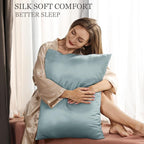 Adubor Mulberry Silk Pillowcase Silk Pillow Cases for Hair and Skin with Hidden Zipper, Both Side 23 Momme Silk, 900 Thread Count (20x30inch, Queen Size, Aqua Green, 2pc)