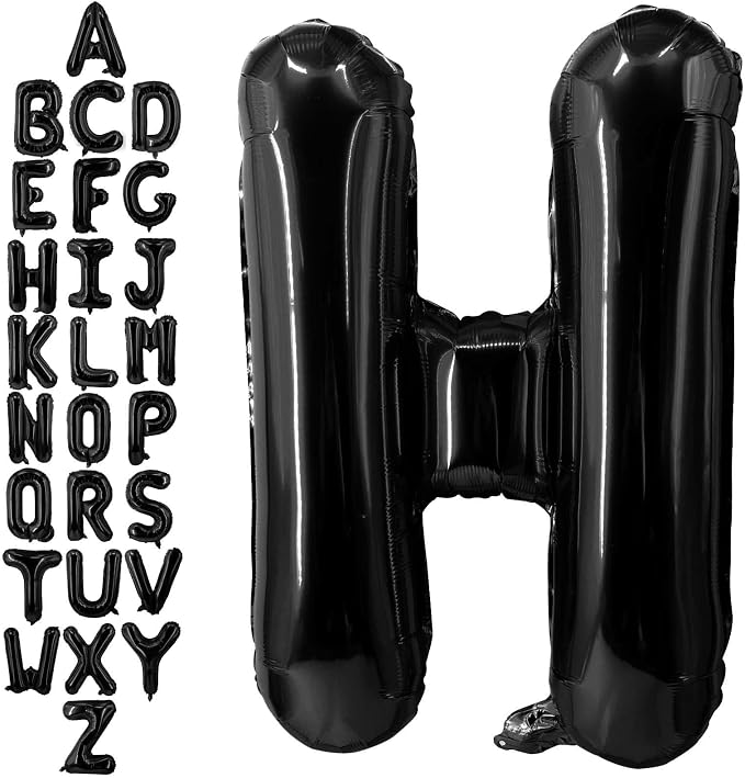 40 Inch Black Letter H Balloons, DIY Phrase Foil Alphabet Letter H Balloons DIY by LHOAVWE