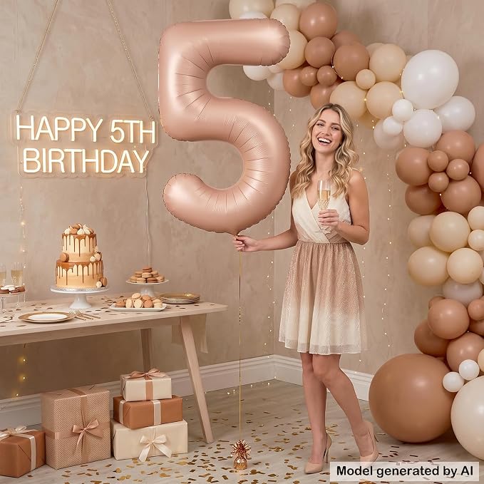 40 Inch Caramel Foil Number 5 Balloon - Image 4