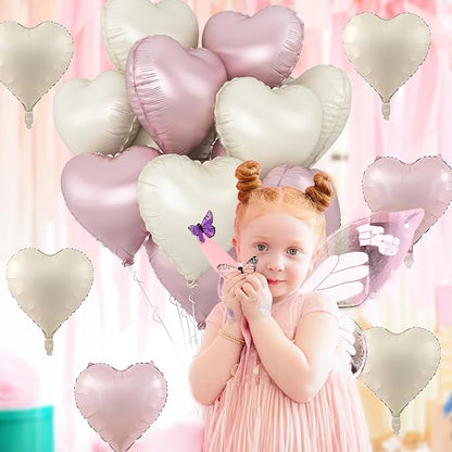 Pink White Heart Balloons, 18 Inch Baby Pink and Cream Helium Foil Heart - Image 5