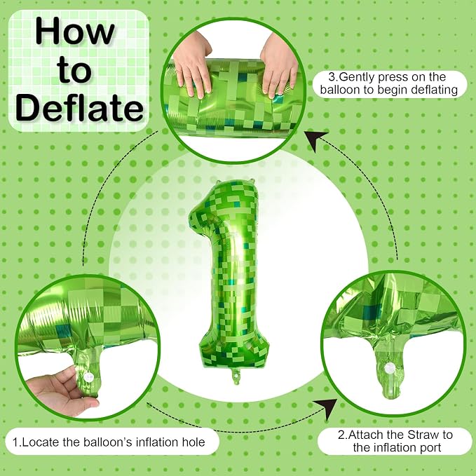 40 Inch Green Pixel Number 1 Balloon - Image 8
