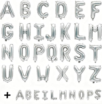 36 Pcs Silver Letter Balloons, Custom A-Z Set - Image 2