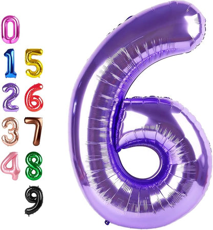 Number Balloons Purple 6 Balloon 40 inch by Enyeopd