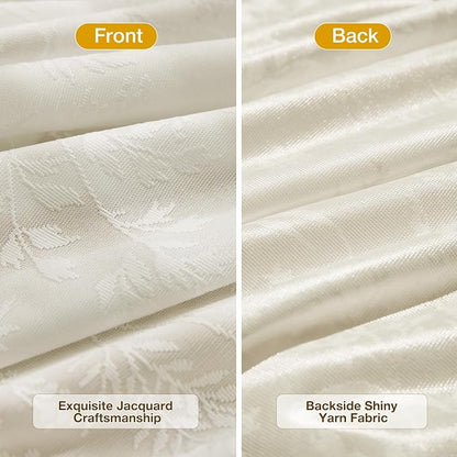 Anmao Beige Semi Sheer Light Filtering Curtains 84 Inches Long 2 Panels - Image 3
