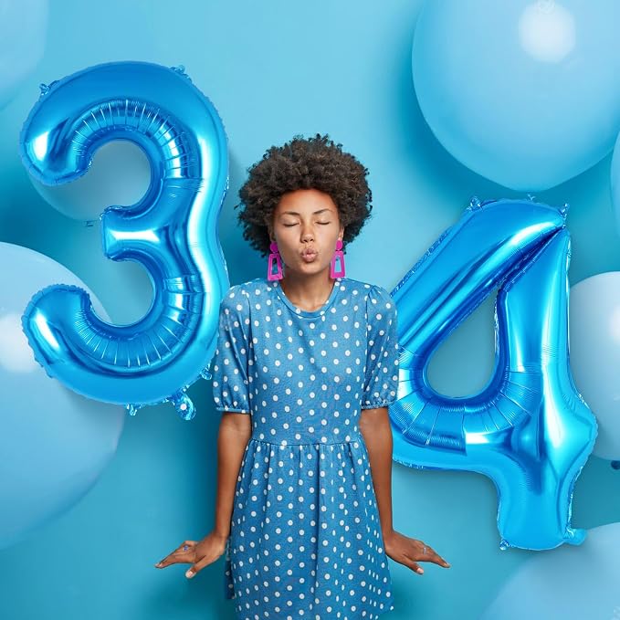 Blue Number 4 Balloon 40 Inch, Big Large Foil Helium Number Balloons, Jumbo - Image 5