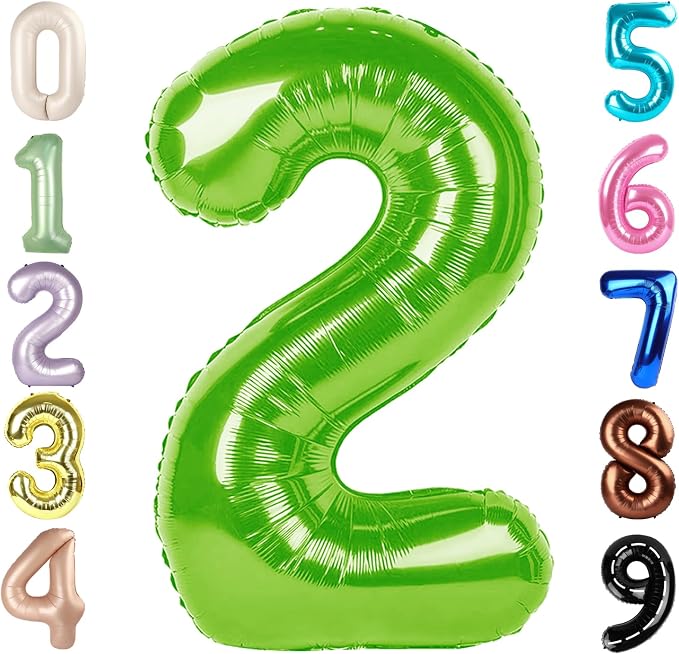 2 Balloon Numbers, 40In Green Balloons by Mluchee