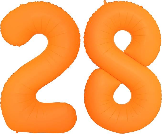 Orange Birthday Number 28 Balloon 40IN Fluorescent Orange 82 Balloon | by YOIOZAIZAI