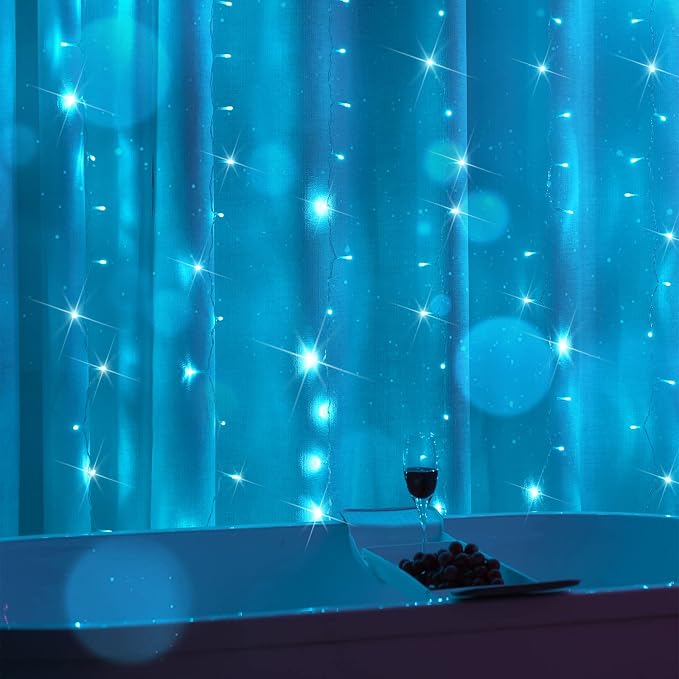 Curtain Lights for Bedroom, 200 Led 6.5ft x 6.5ft Hanging String Lights Outdoor - Image 4