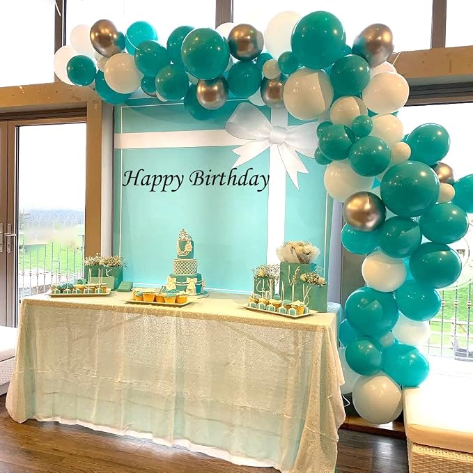 Teal Blue Silver Balloons - Image 5