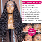 SOSATISFY Deep Wave Lace Front Wigs Human Hair 4x4 HD Transparent Lace Closure Wigs Glueless 180% Density Human Hair Wigs for Black Women Pre Plucked with Baby Hair (22 inch)
