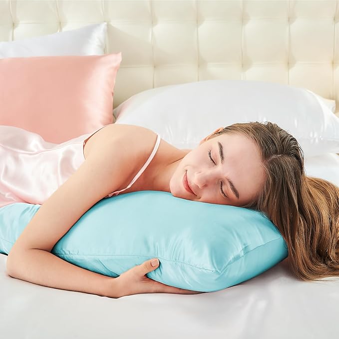 BEDELITE Satin Body Pillow Cover, Super Soft and Cooling Body Pillow Pillowcase for Hair and Skin, Breathable Silky Full Long Pillowcase Cover(20"x54", Blue)