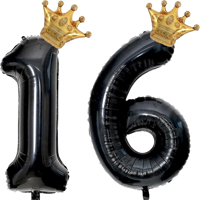 40 inch Large Black 16 Balloon Number by Unknown