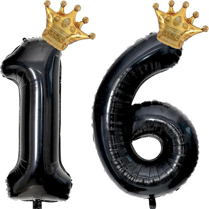 40 inch Large Black 16 Balloon Number by Unknown