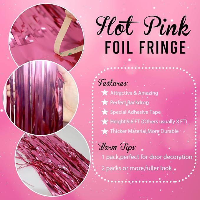 GOER 3.2 ft x 9.85 ft Metallic Tinsel Foil Fringe Curtains Party Photo Backdrop - Image 6