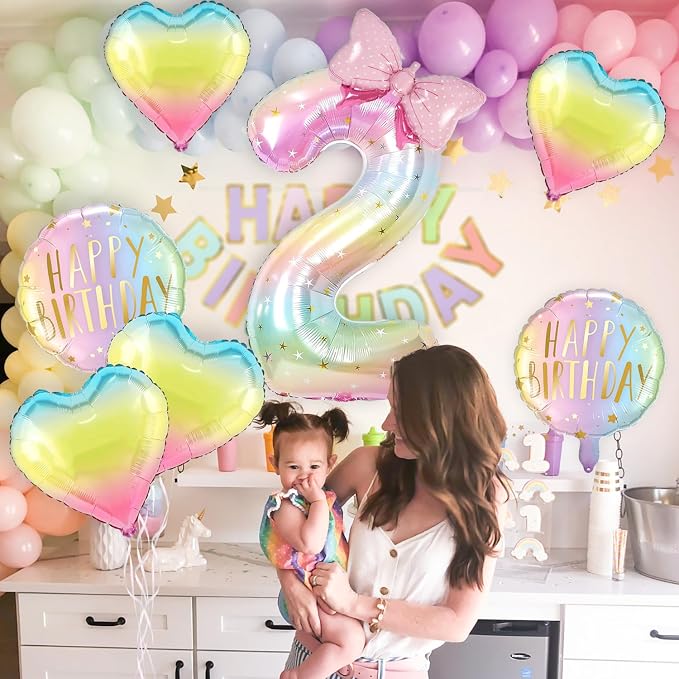 Rainbow Birthday Balloon for Pastel Rainbow Theme Birthday Party Decorations - Image 4